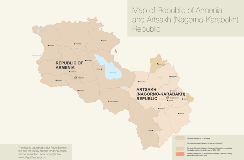 Mapa de Armenia y Artsaj