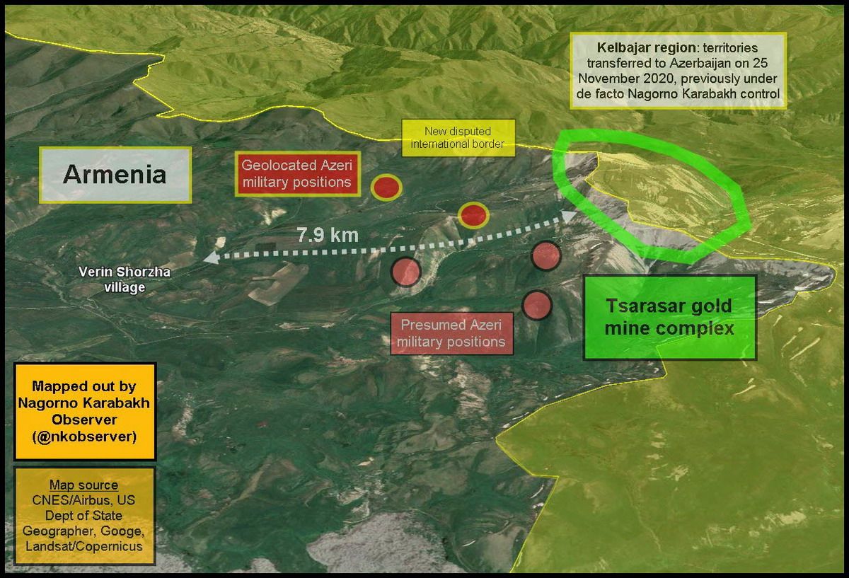 Mapa general del complejo minero de Tsarasar y su ubicación cerca de Verin Shorzha