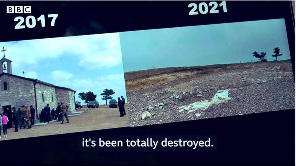 La iglesia de zoravar Surb Astnatacsin (Nuestra Señora de Zoravar) fue completamente destruida en Mehakawan por Azerbaiyán.